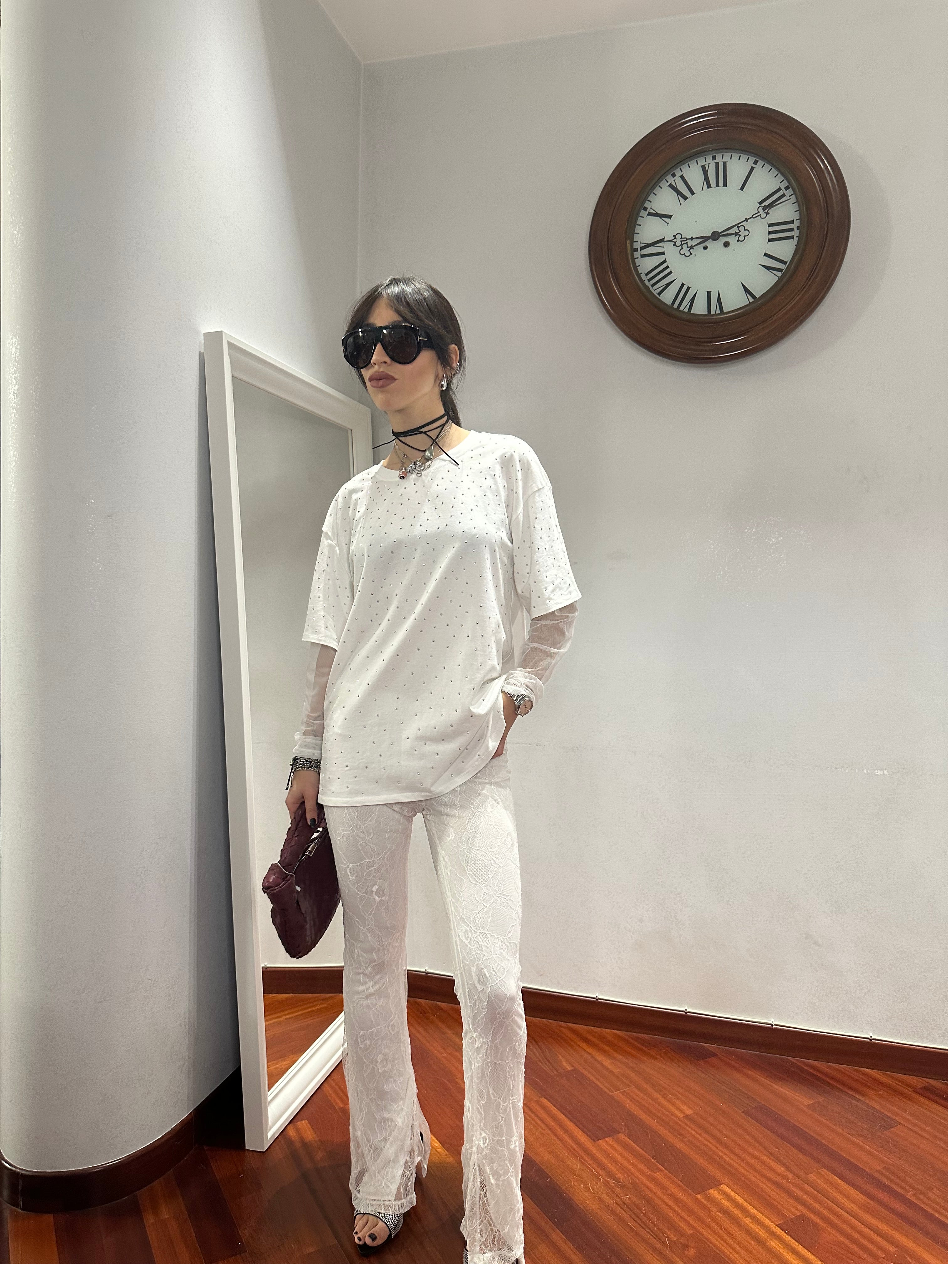 T-shirt trasparenze strass