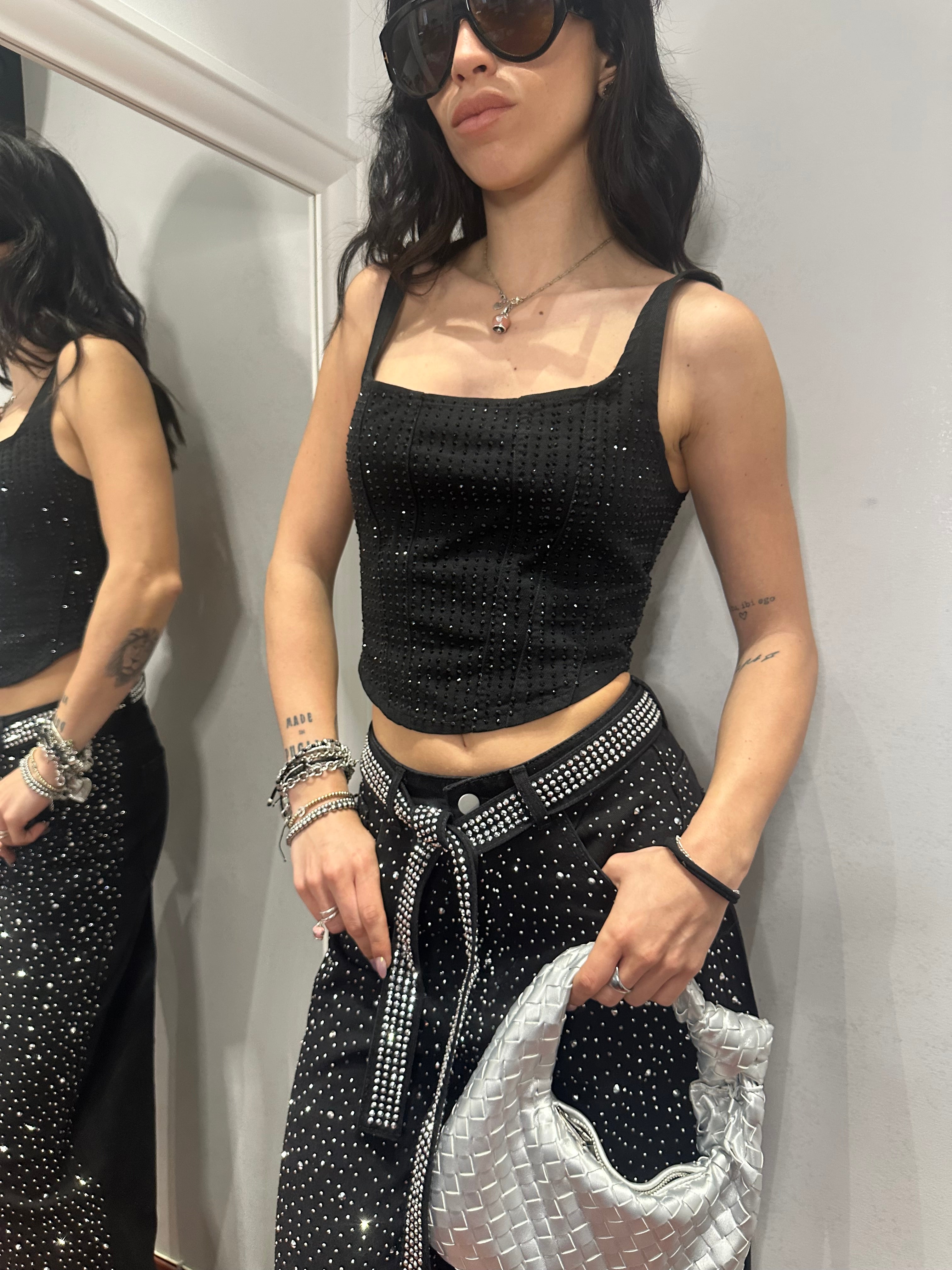 Corsetto Denim Strass