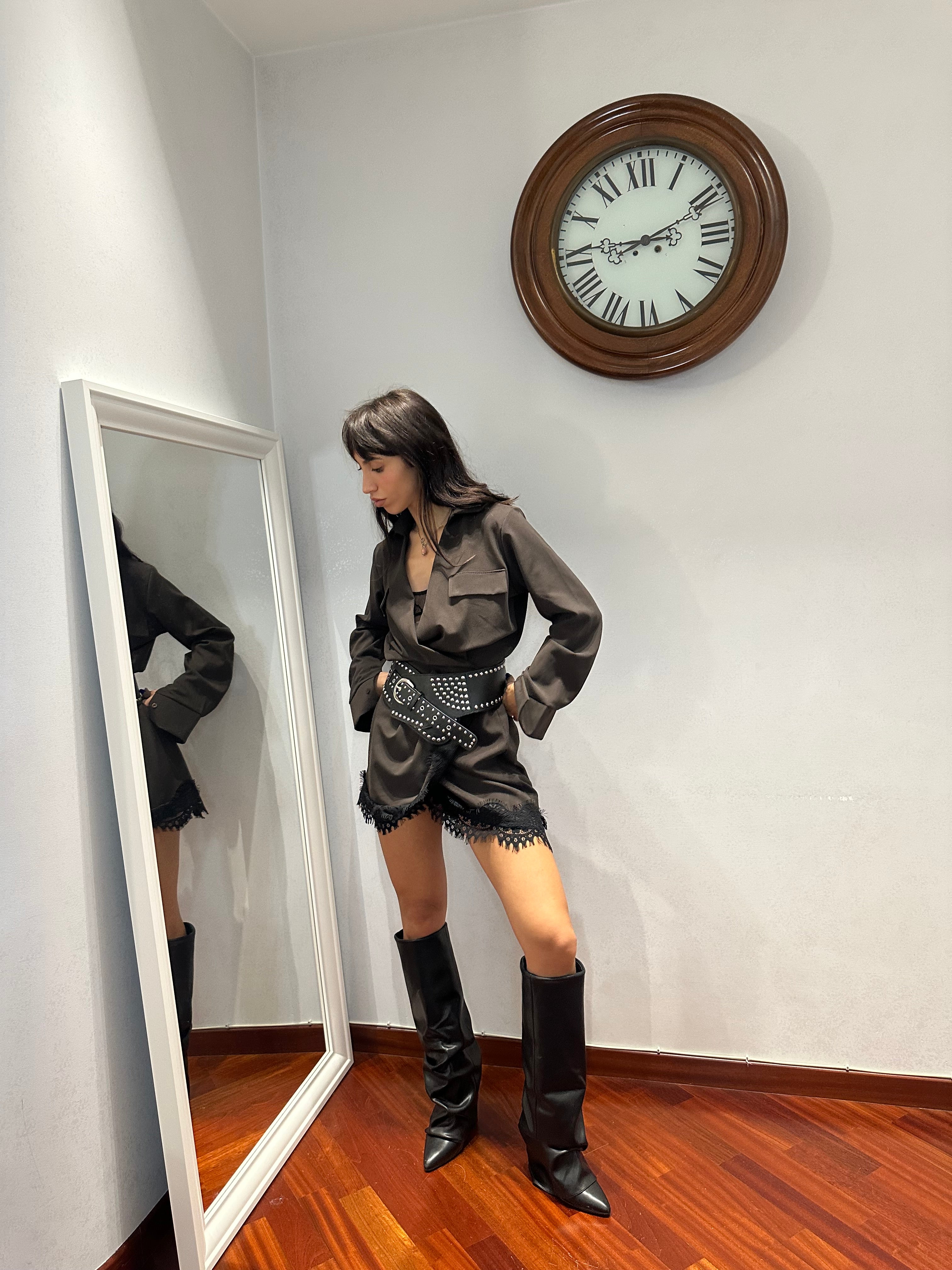 Dress Chemisier Raso e Pizzo