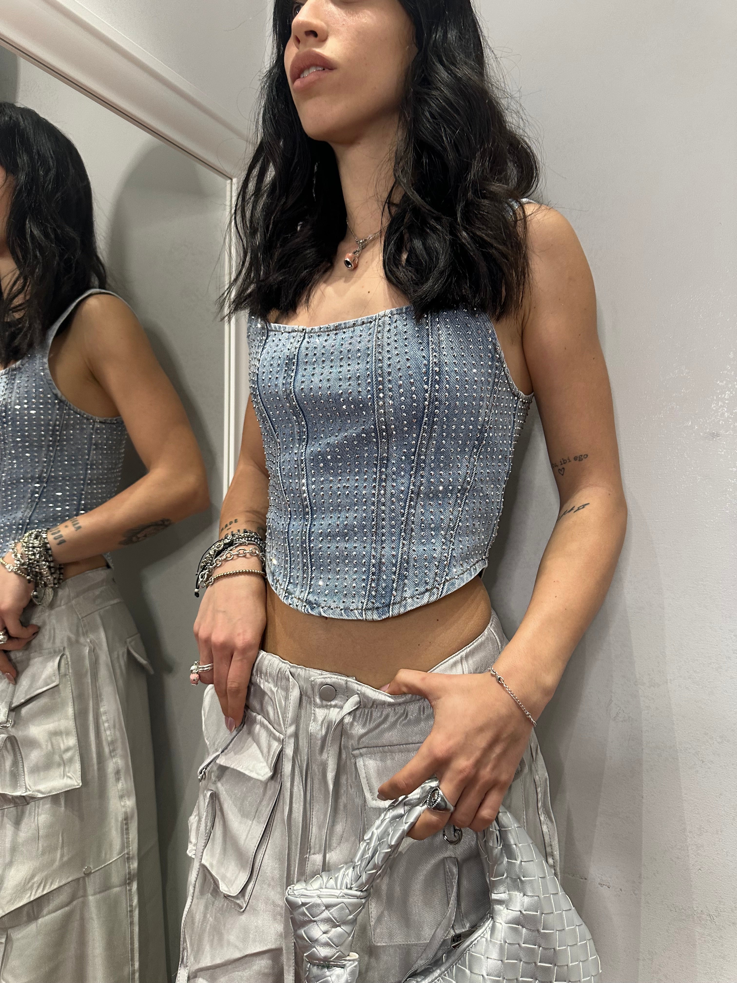 Corsetto Denim Strass