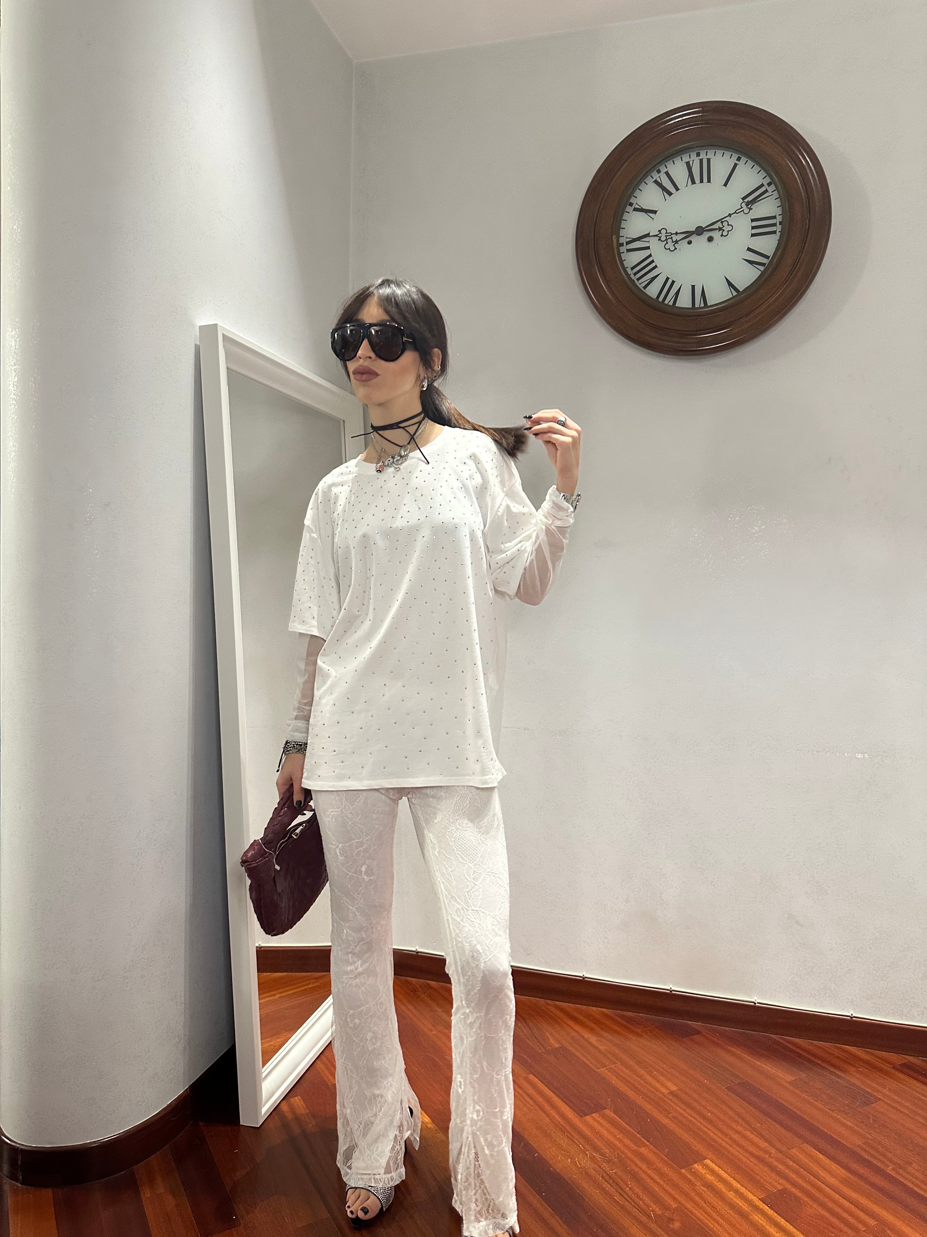 T-shirt trasparenze strass