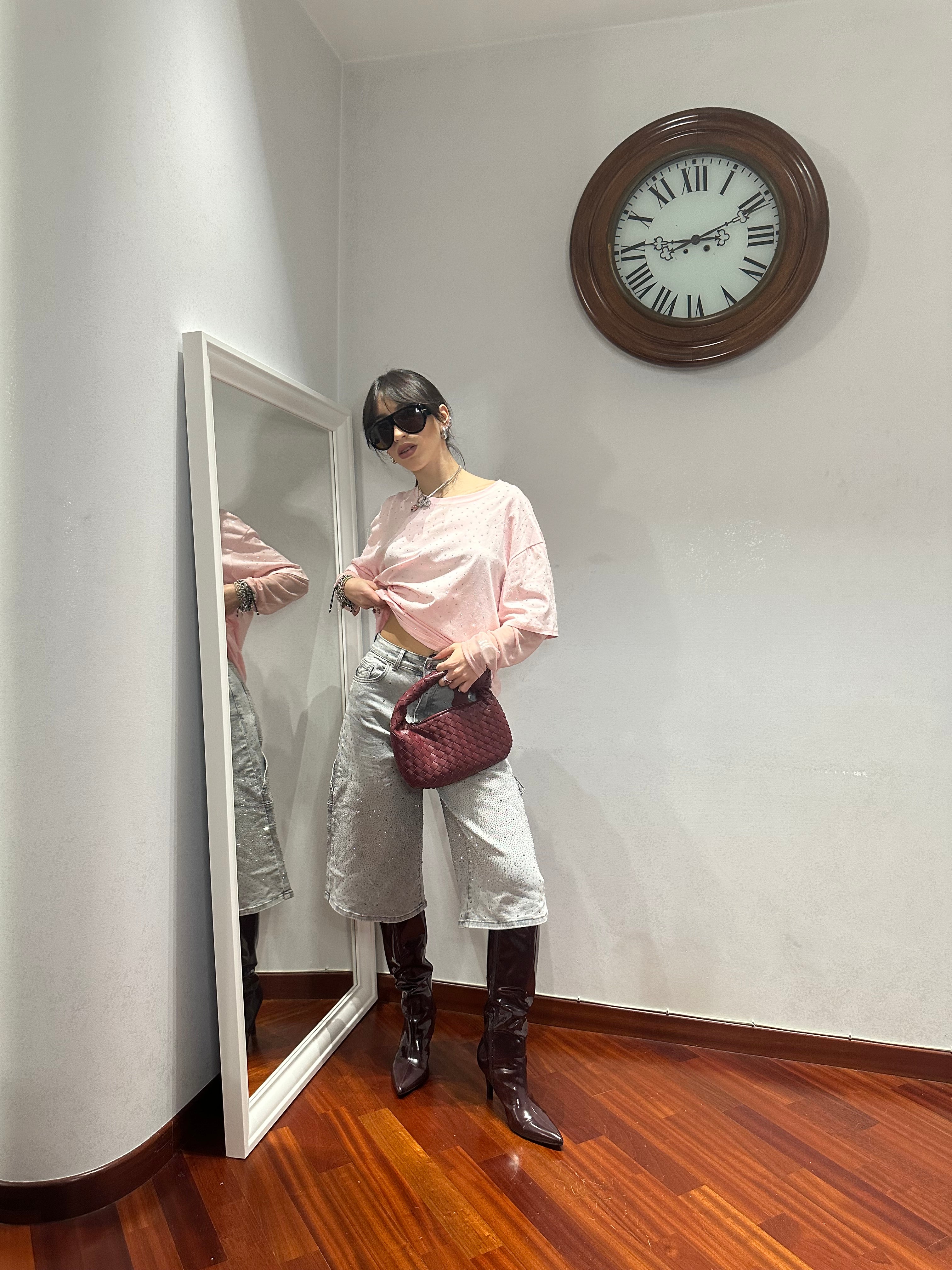 T-shirt trasparenze strass