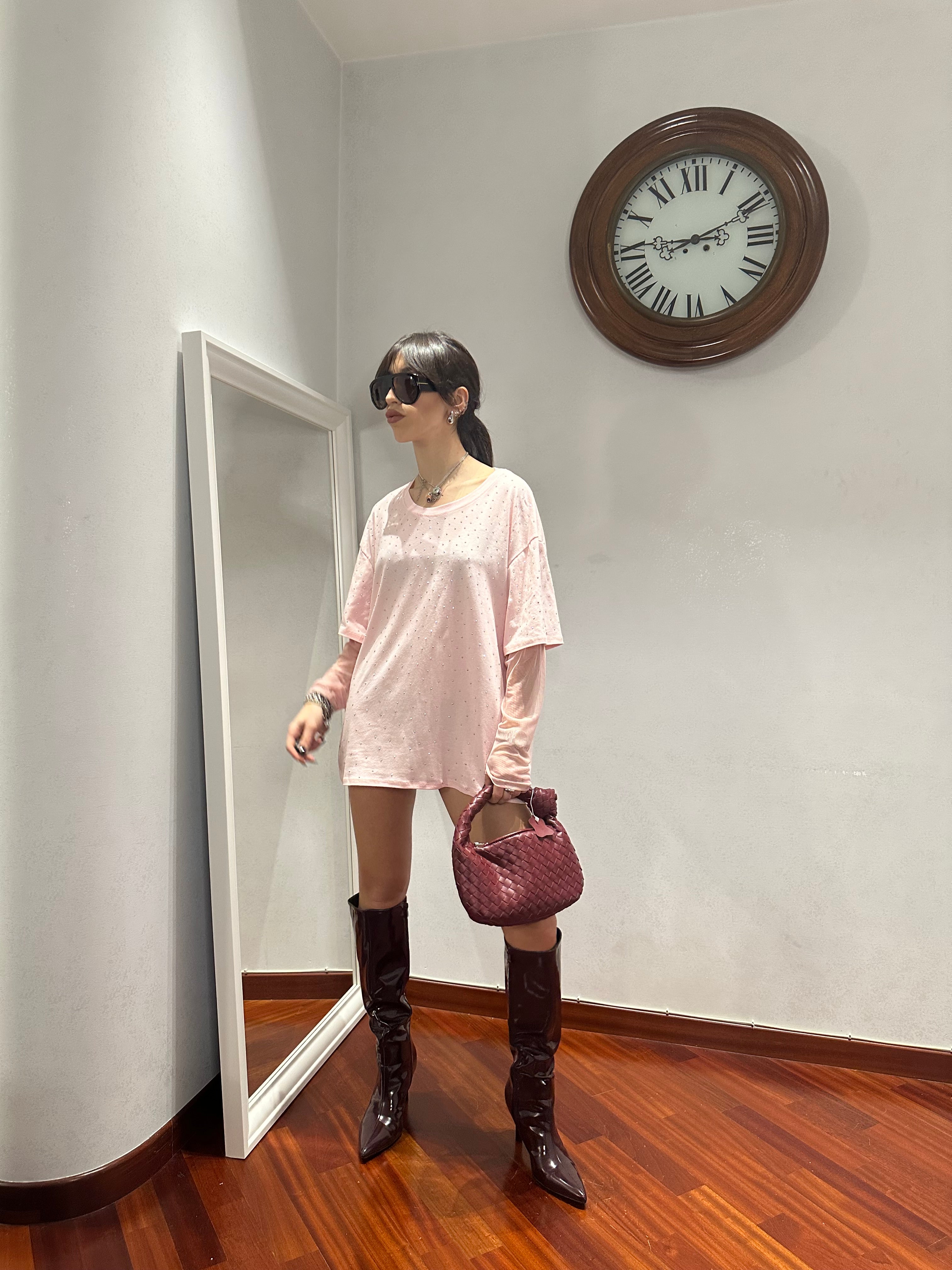 T-shirt trasparenze strass