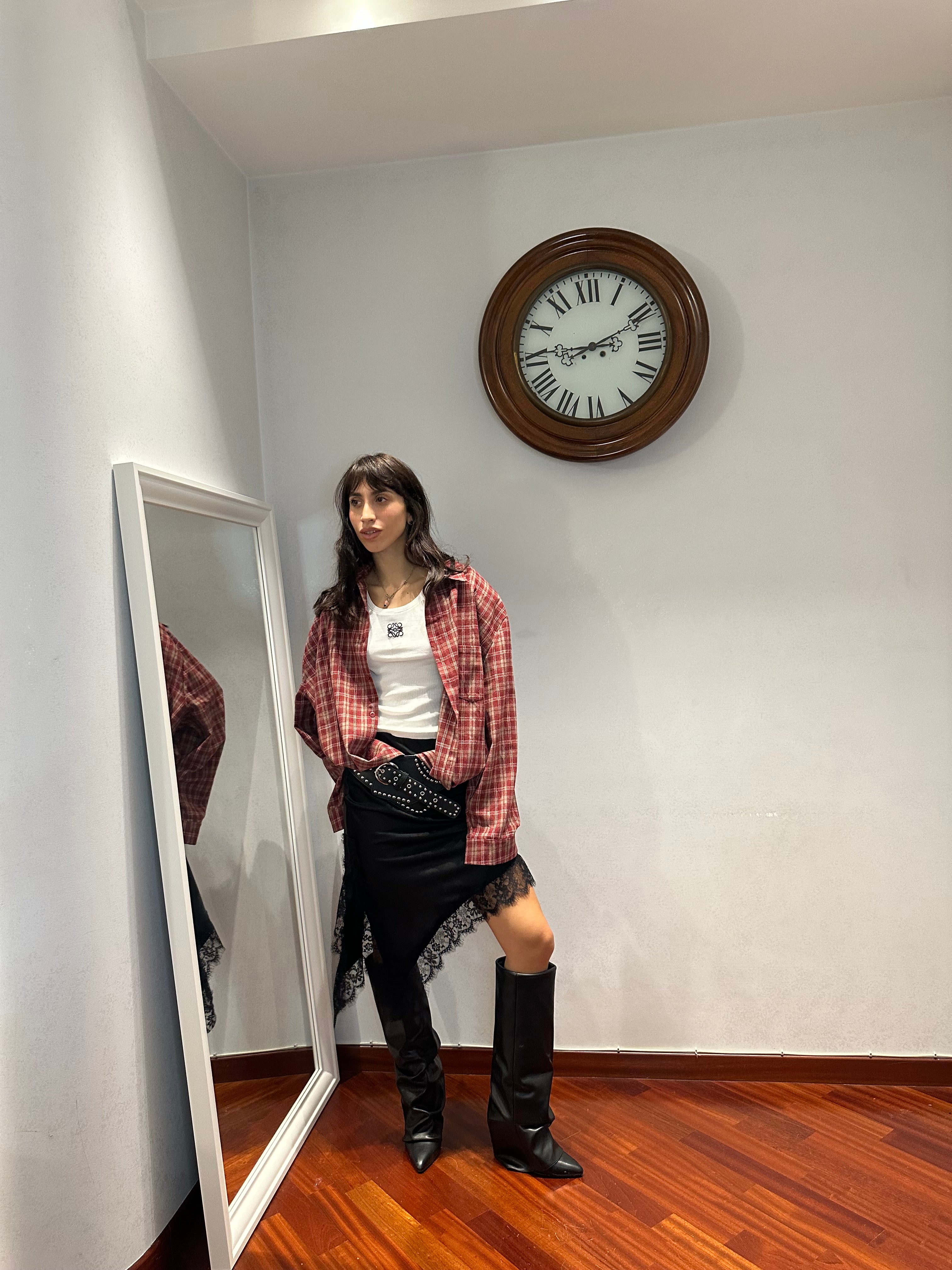 Camicia Tartan Spalline Rossa