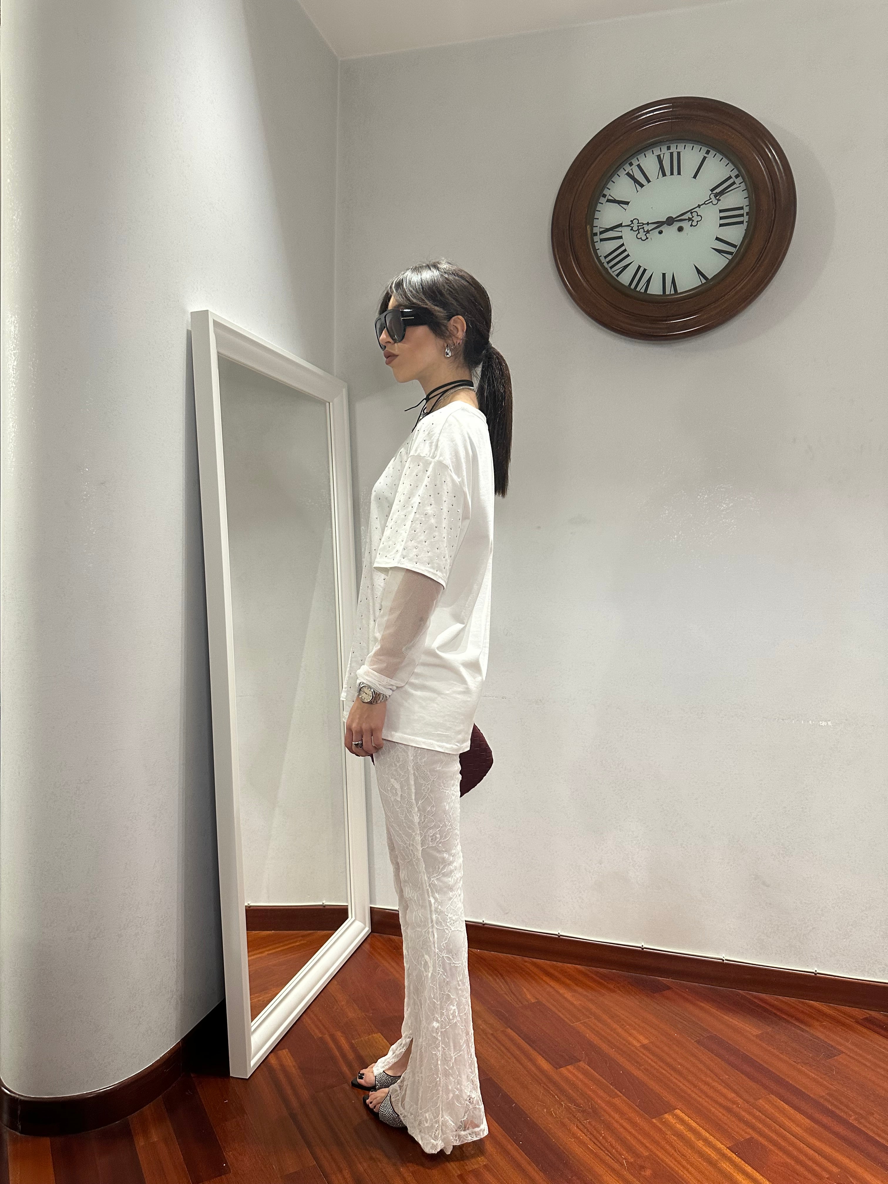 T-shirt trasparenze strass