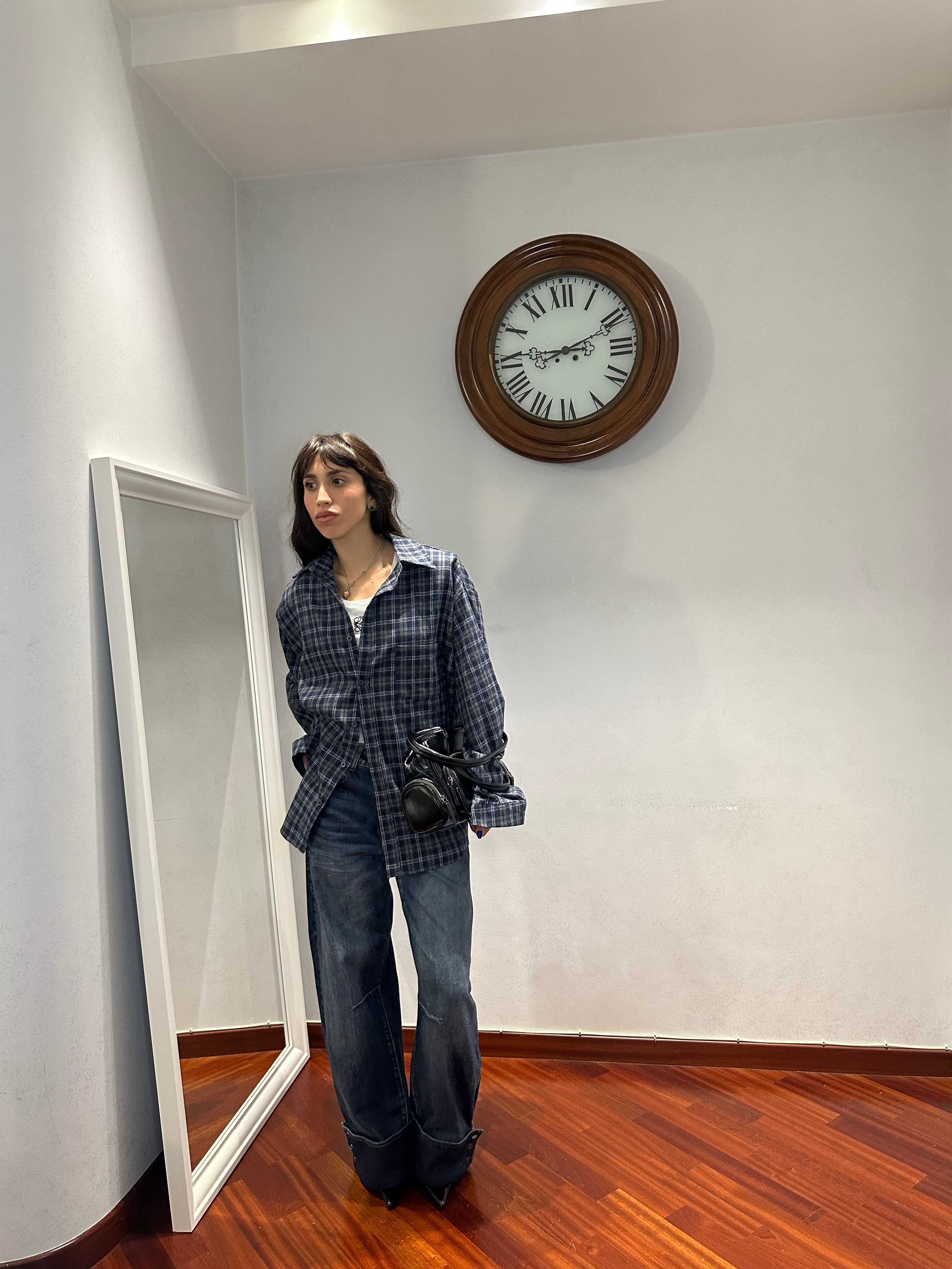 Camicia Tartan Spalline Blu