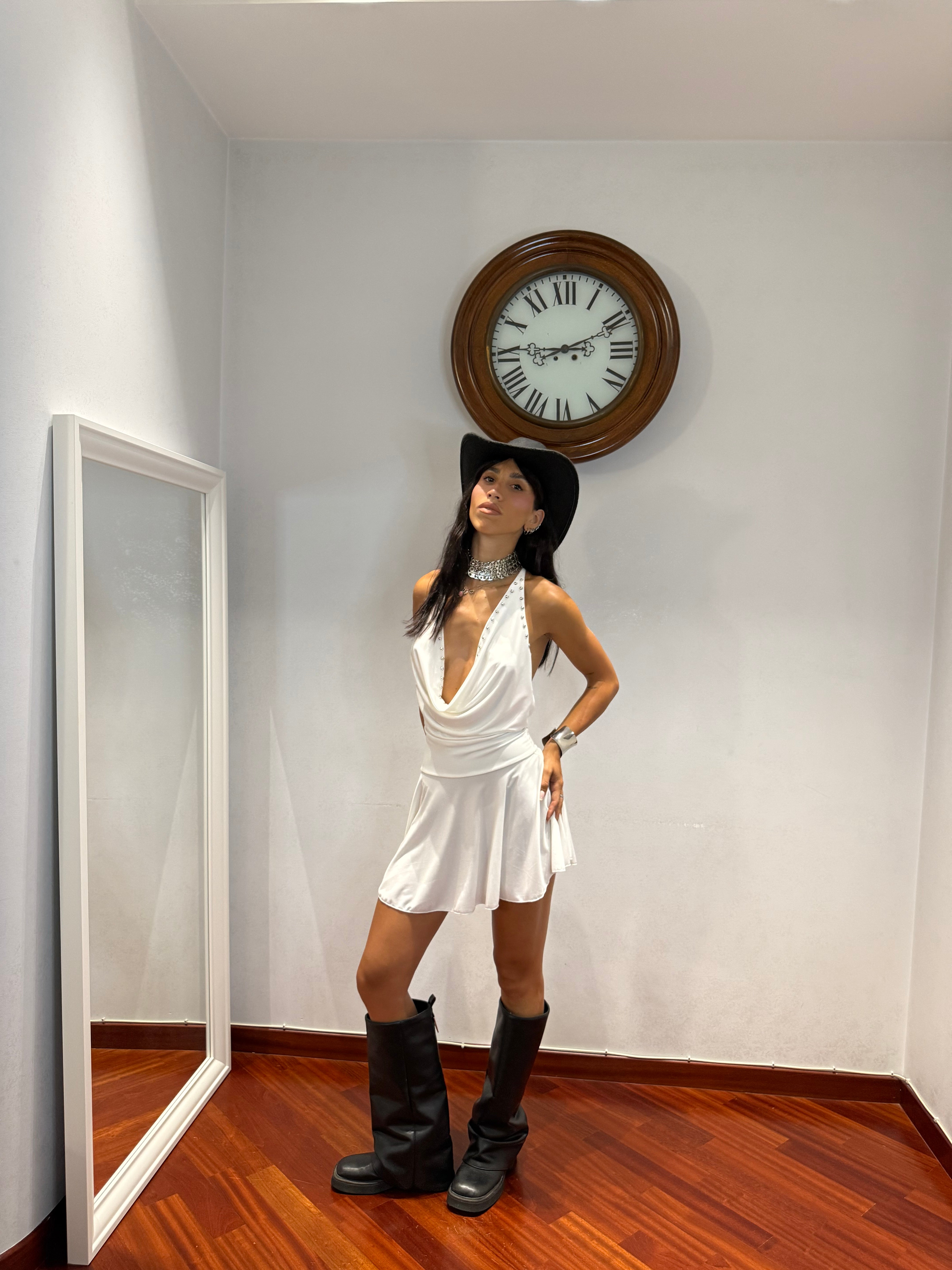 Dress Borchiette Bianco