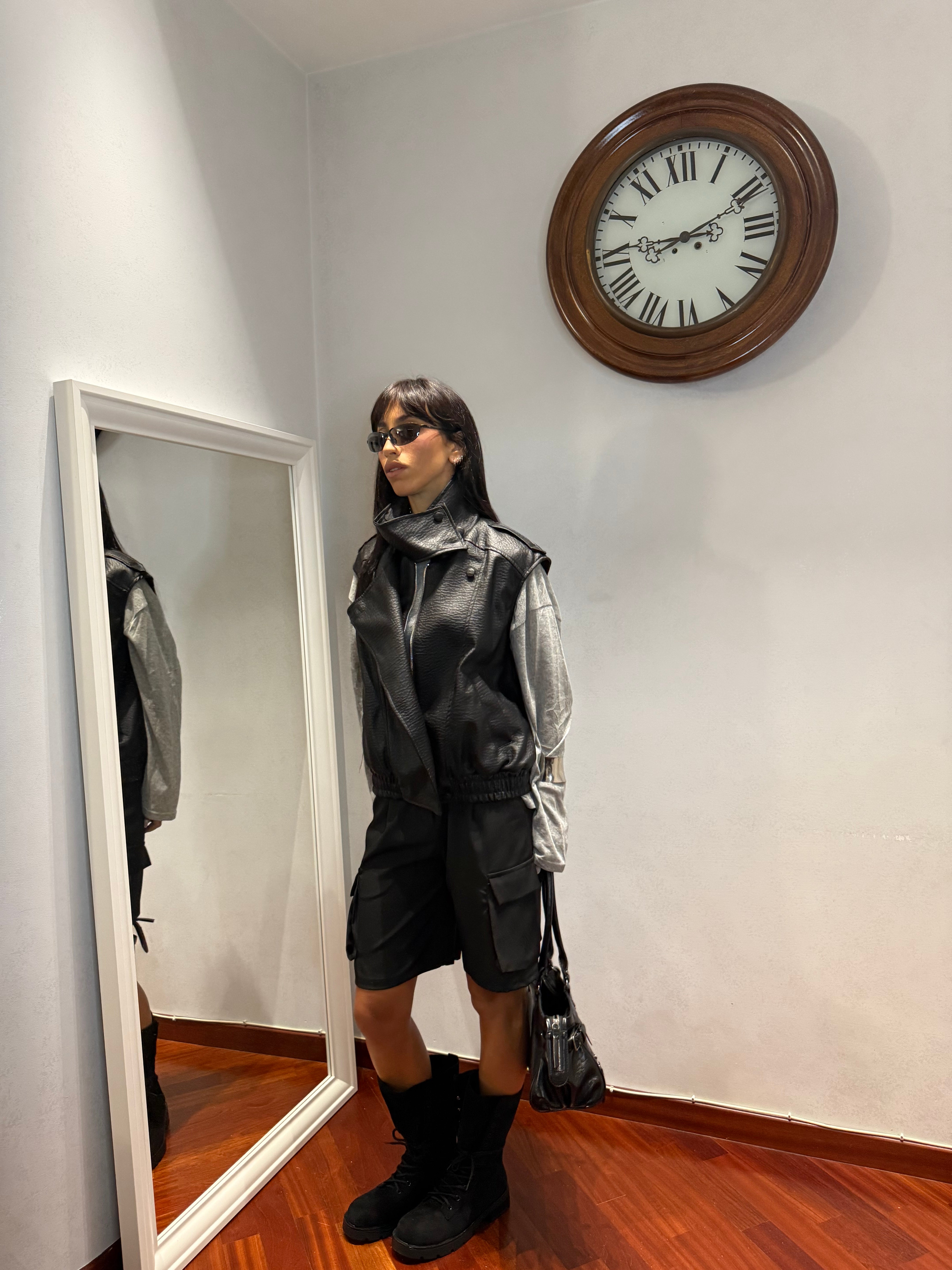 Chiodo Gilet Pelle