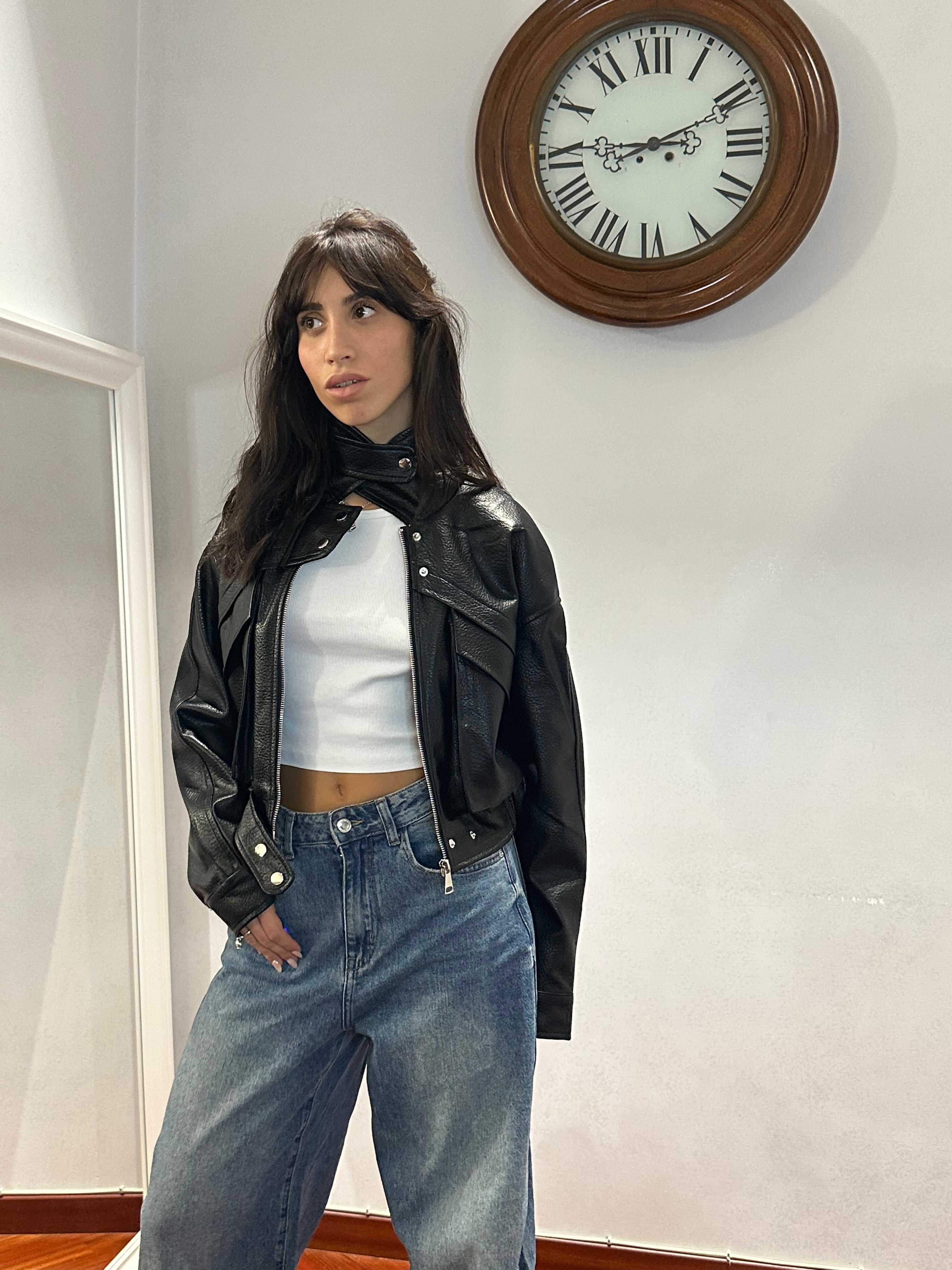 Chiodo Crop Dupe Zara