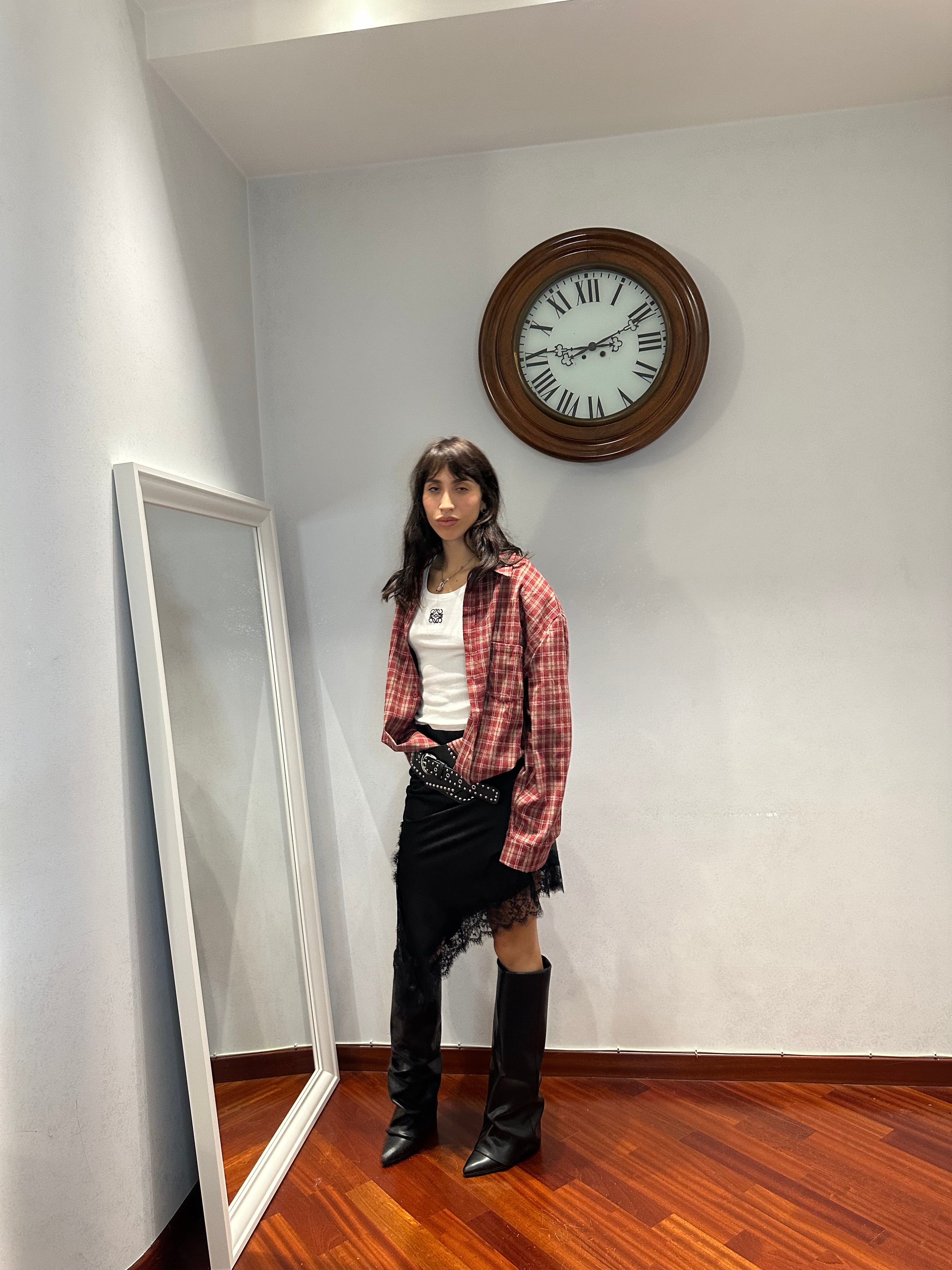 Camicia Tartan Spalline Rossa