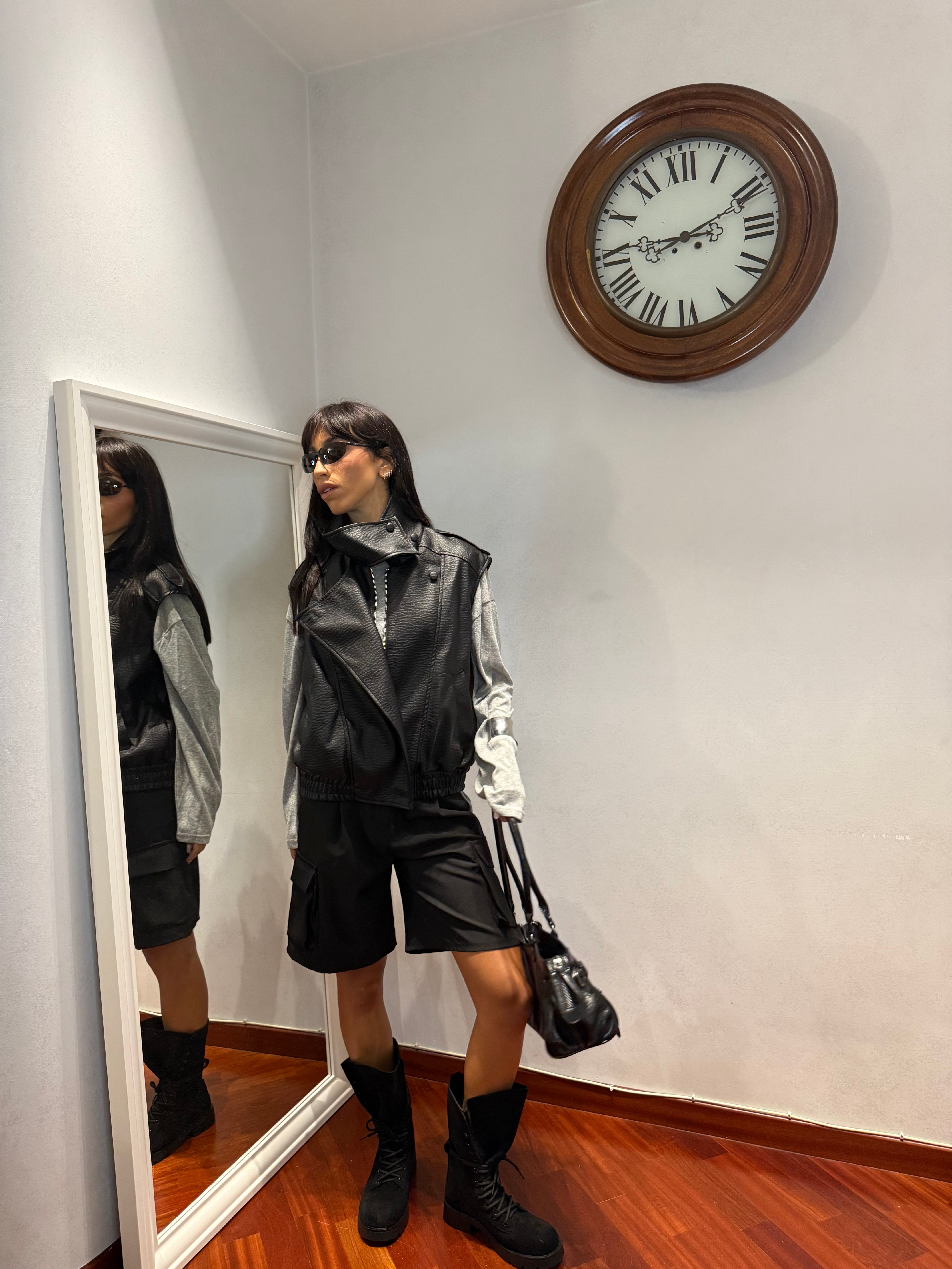 Chiodo Gilet Pelle