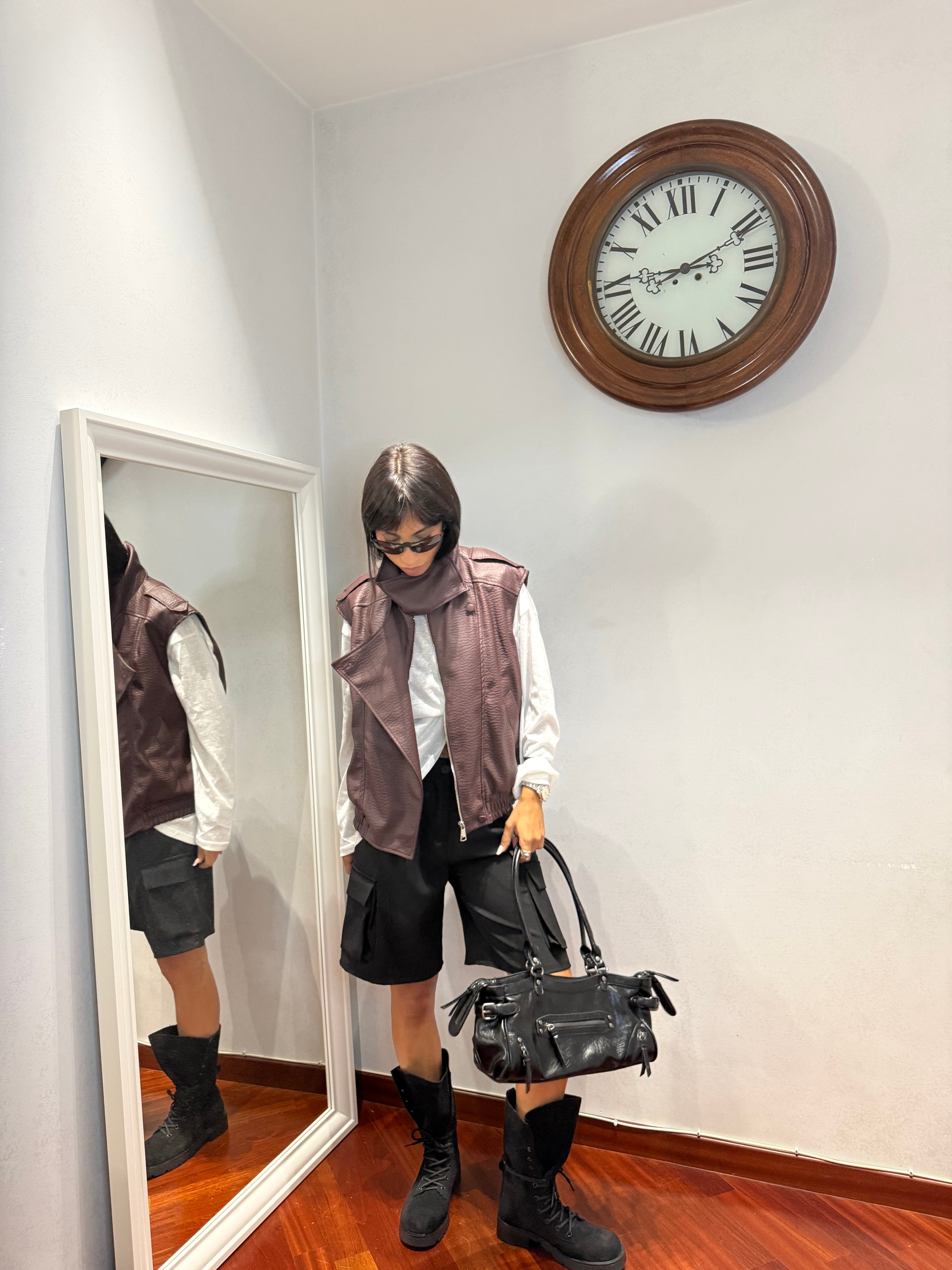 Chiodo Gilet Pelle