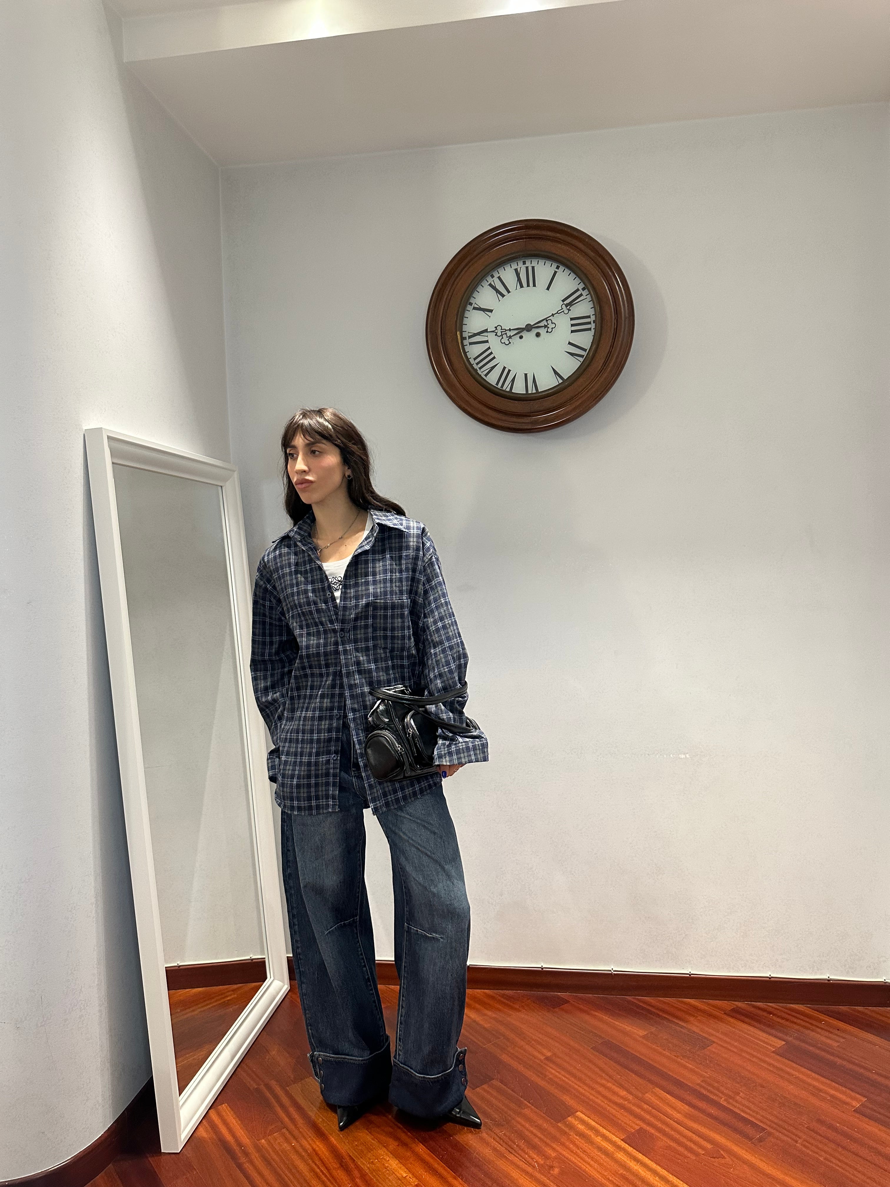 Camicia Tartan Spalline Blu