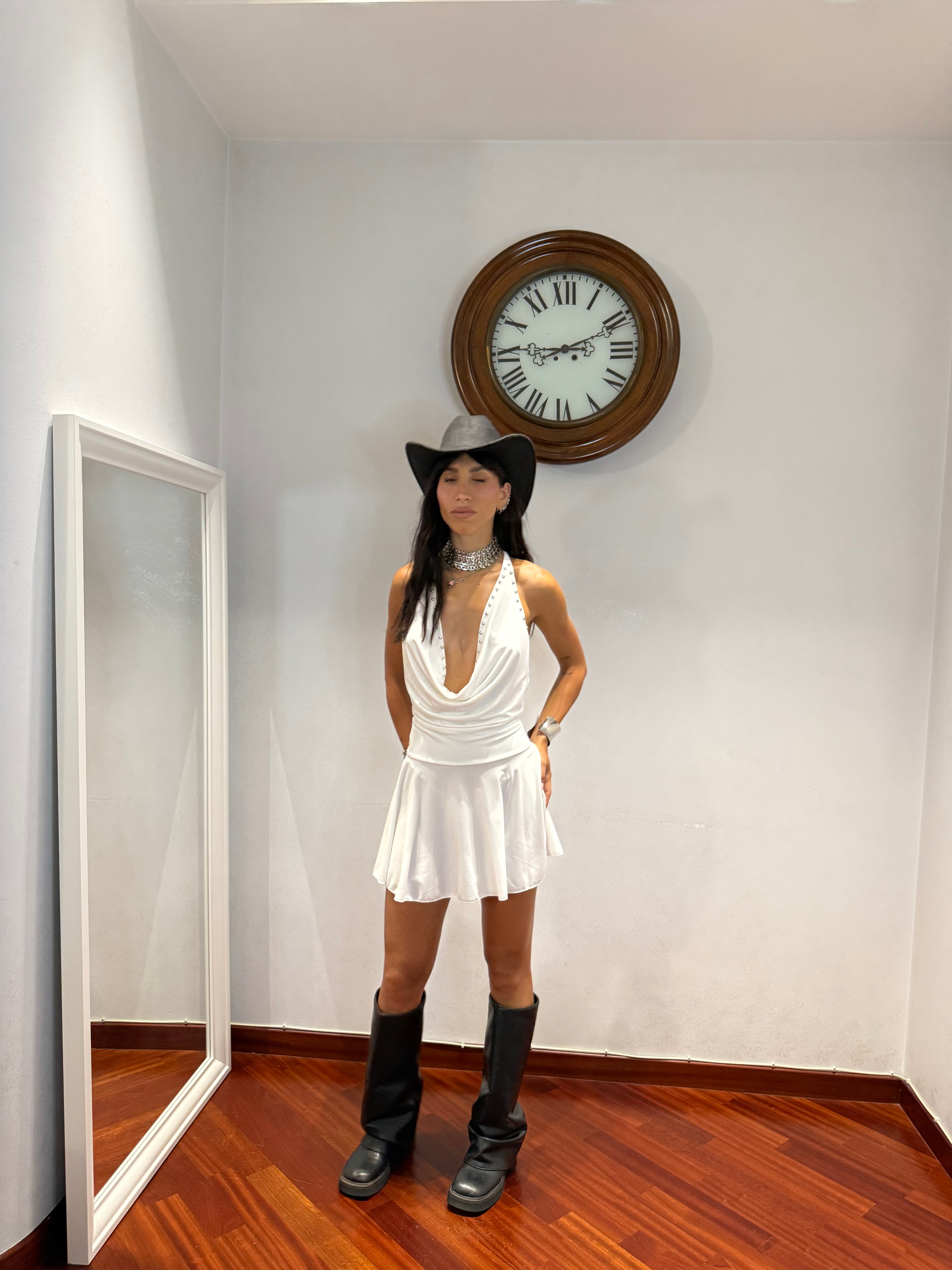 Dress Borchiette Bianco