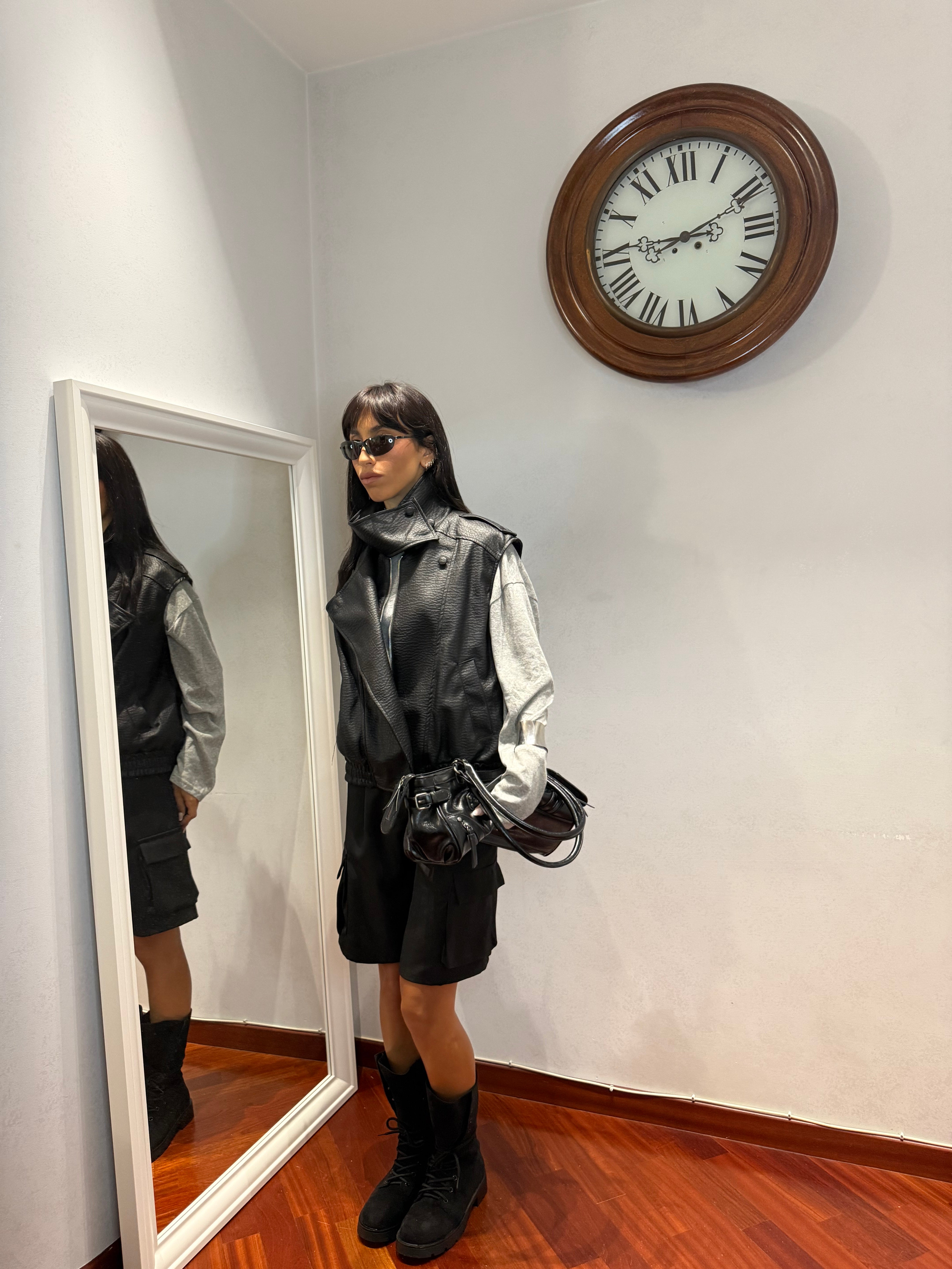 Chiodo Gilet Pelle