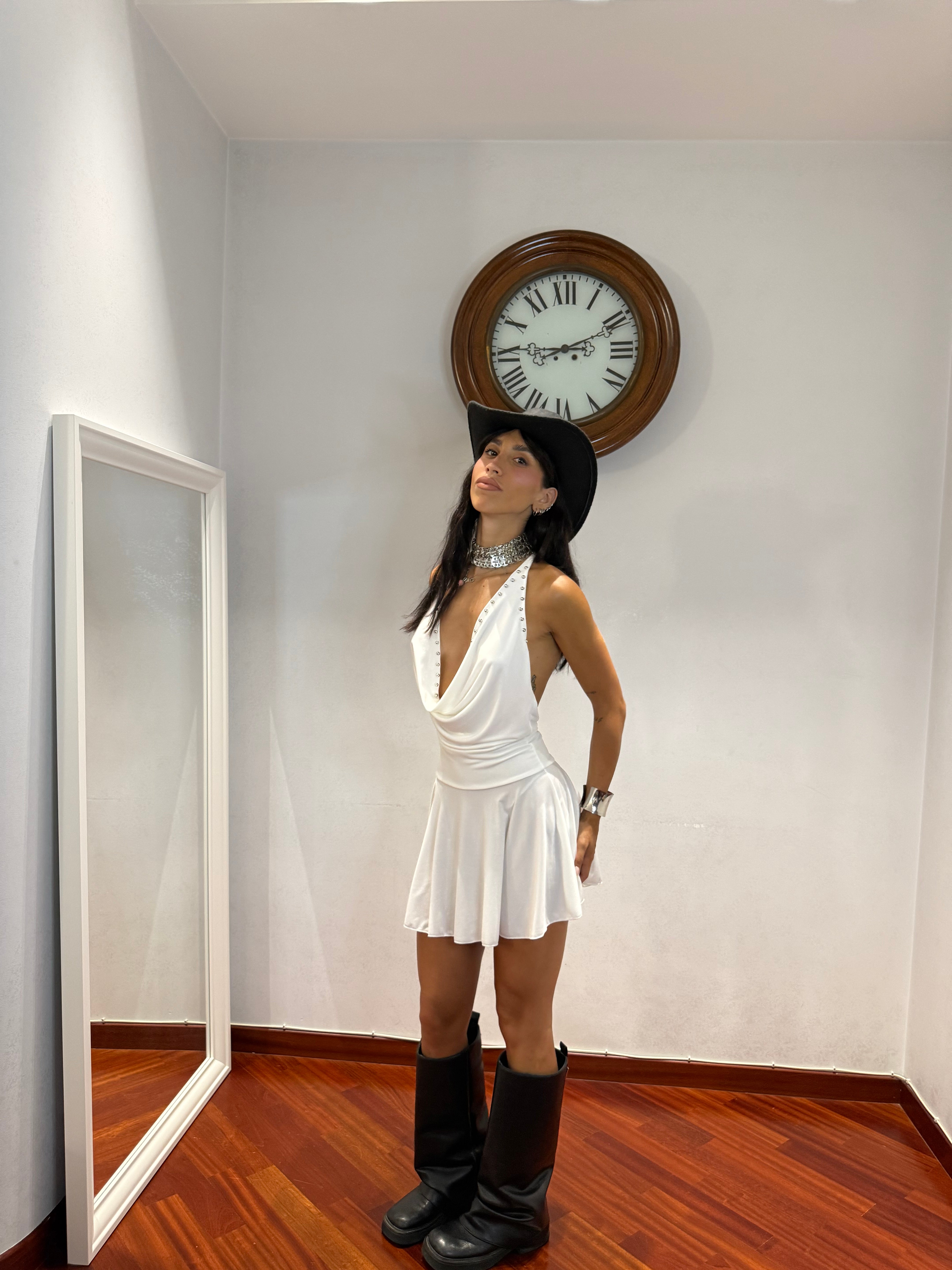 Dress Borchiette Bianco