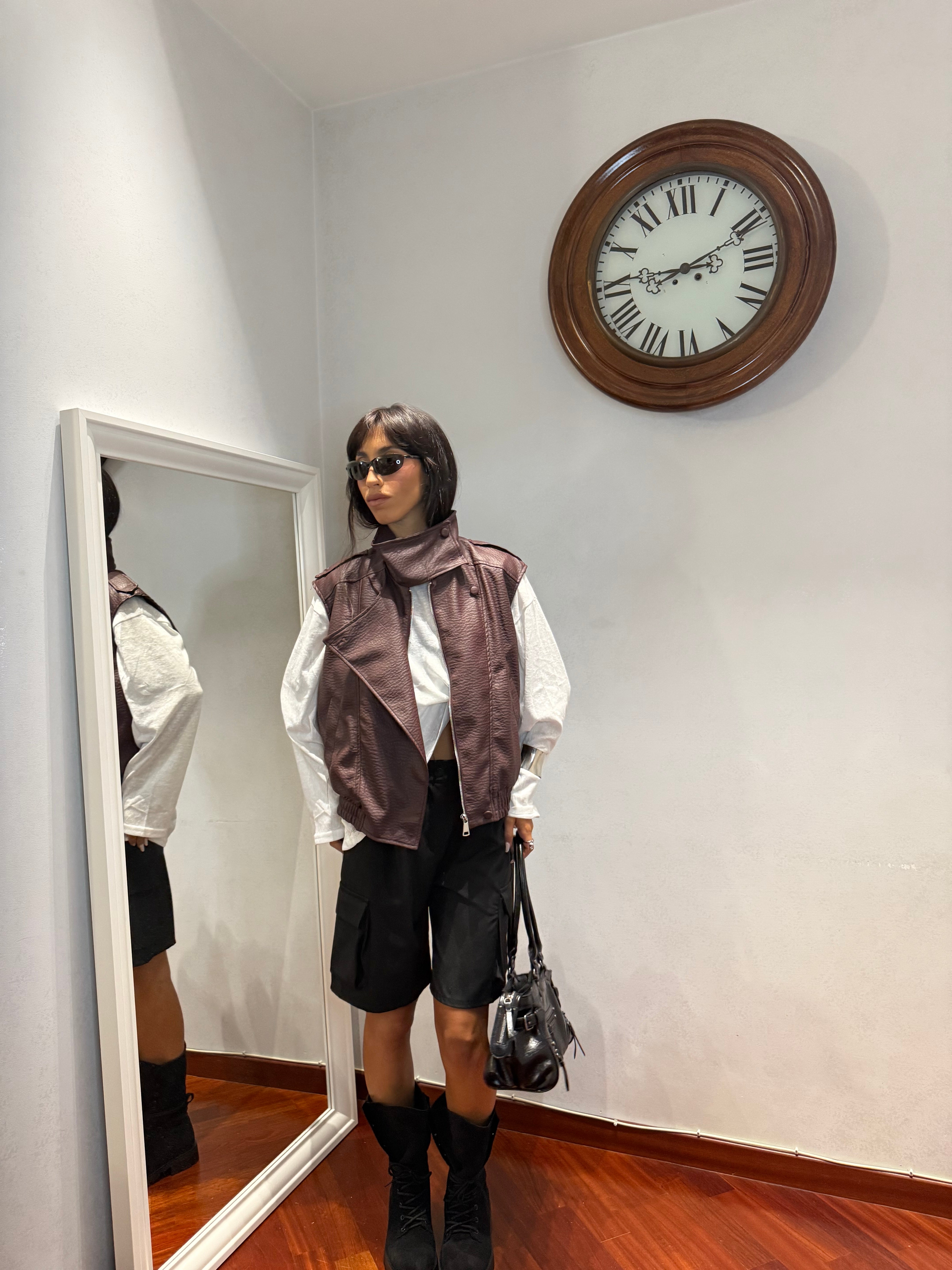 Chiodo Gilet Pelle