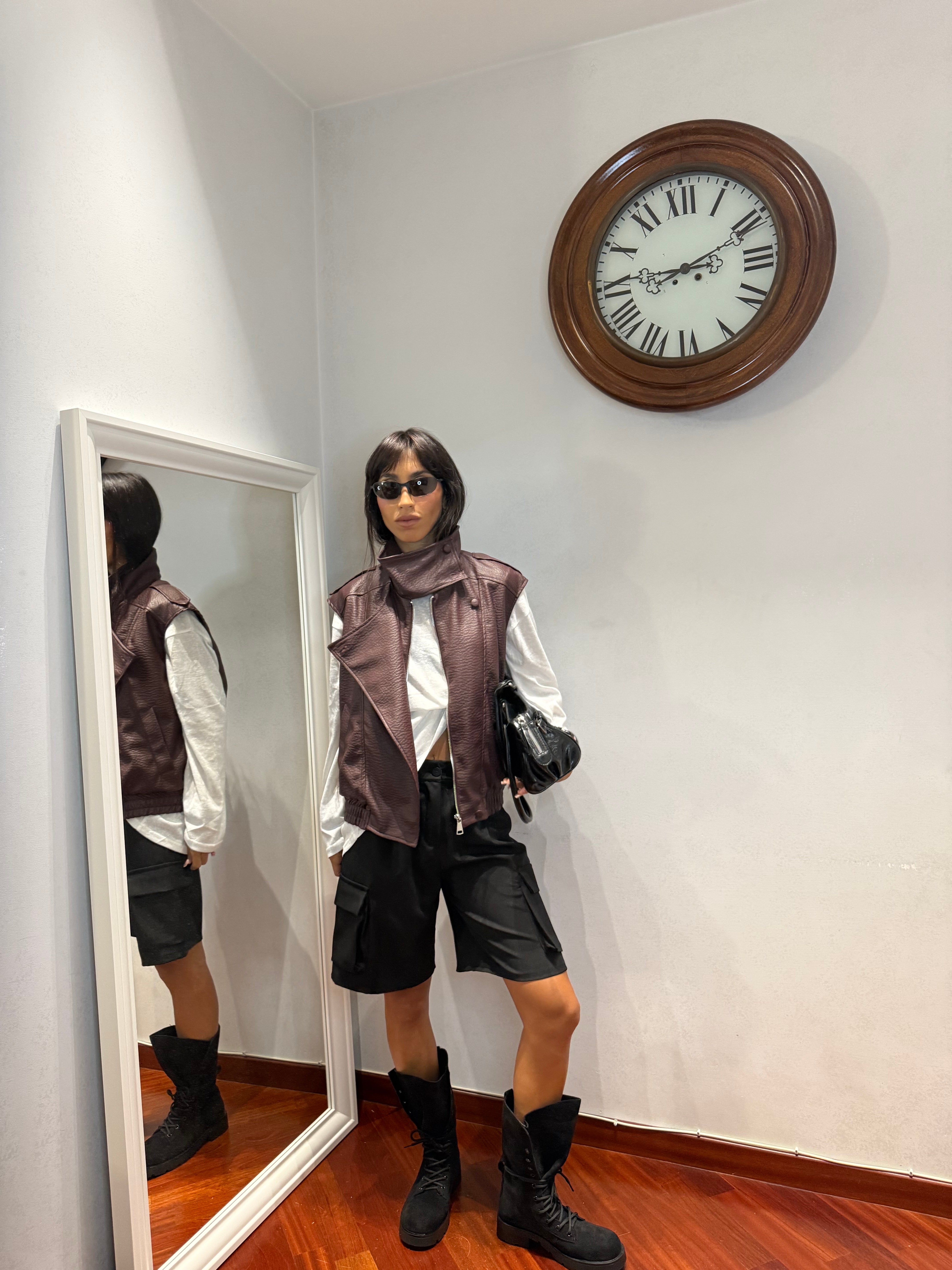 Chiodo Gilet Pelle