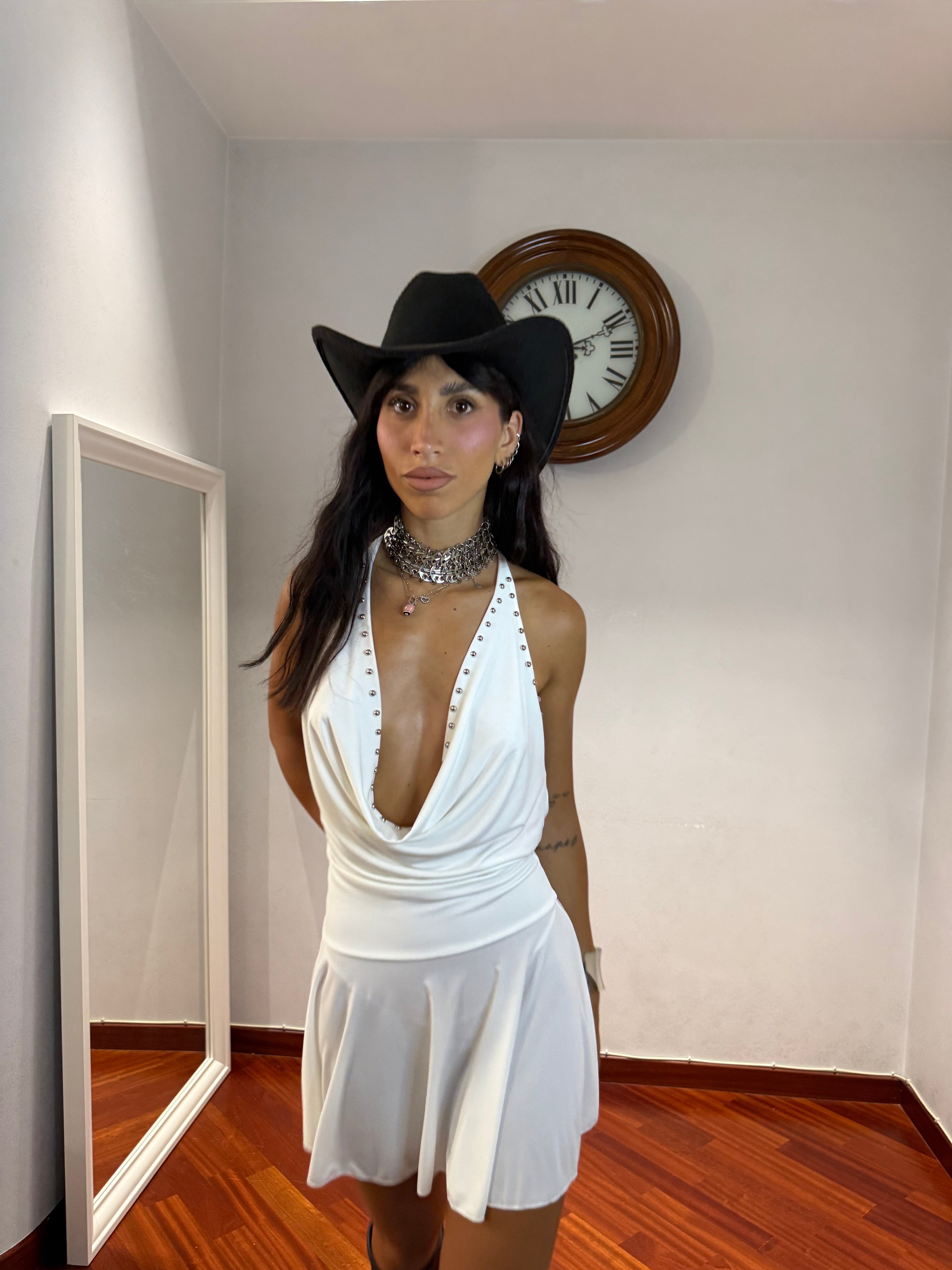 Dress Borchiette Bianco