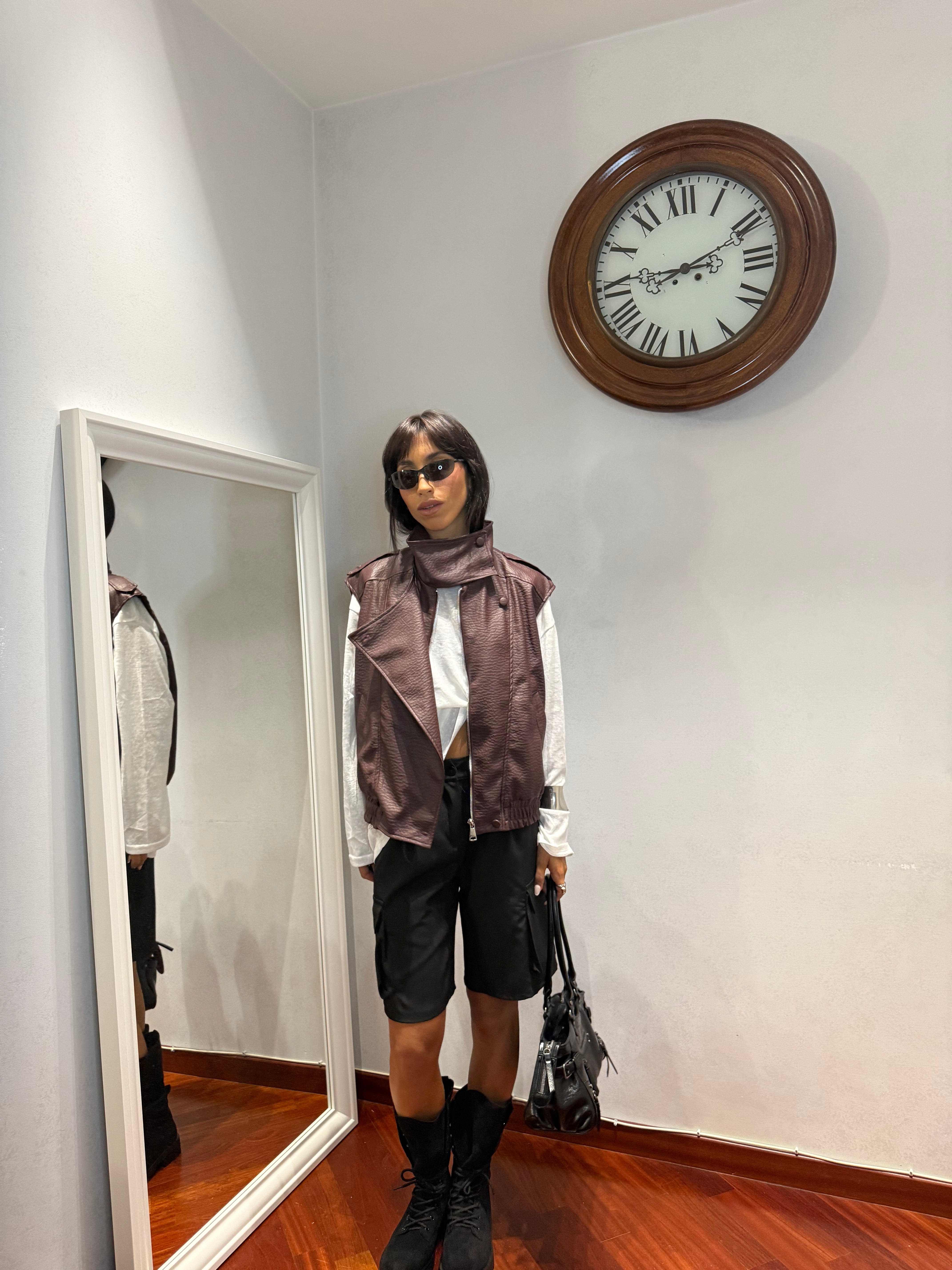 Chiodo Gilet Pelle