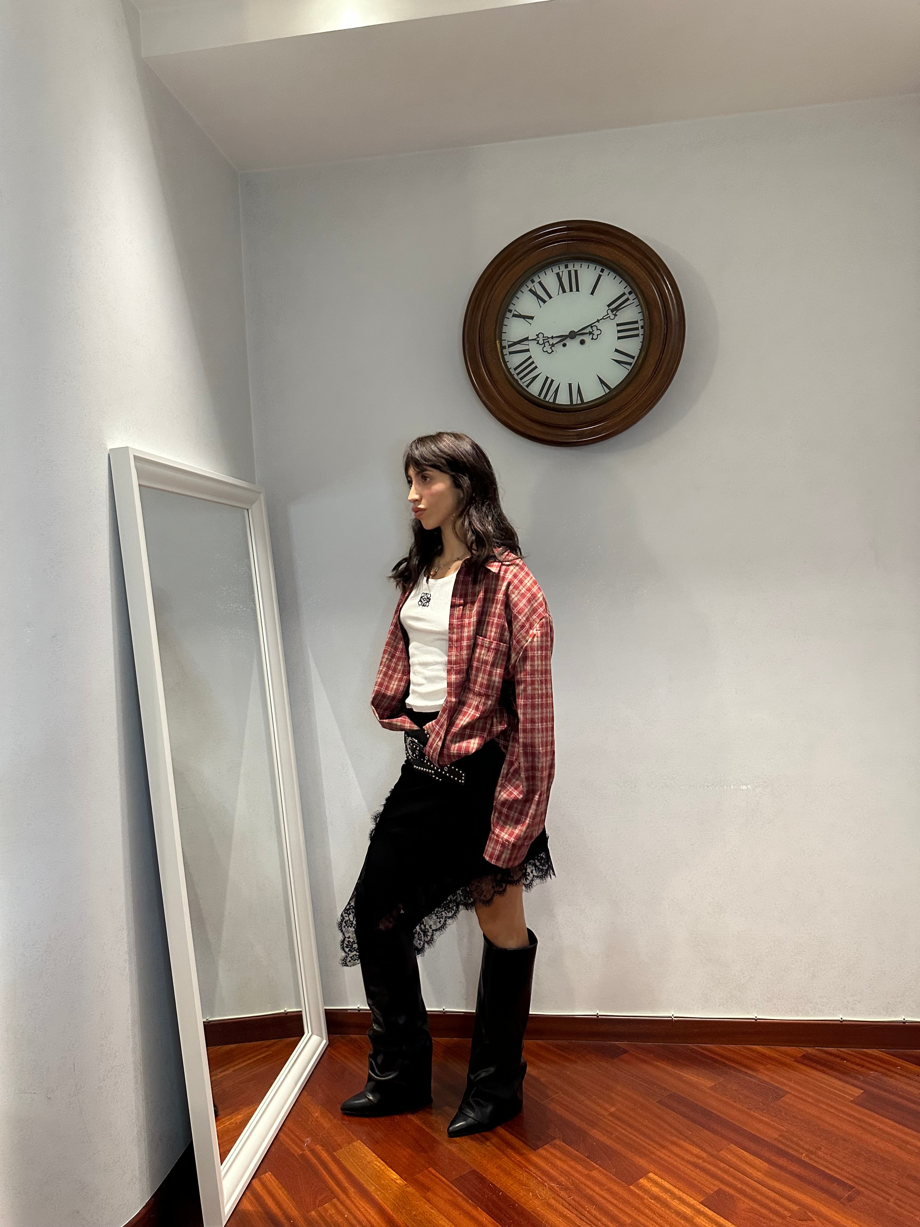 Camicia Tartan Spalline Rossa