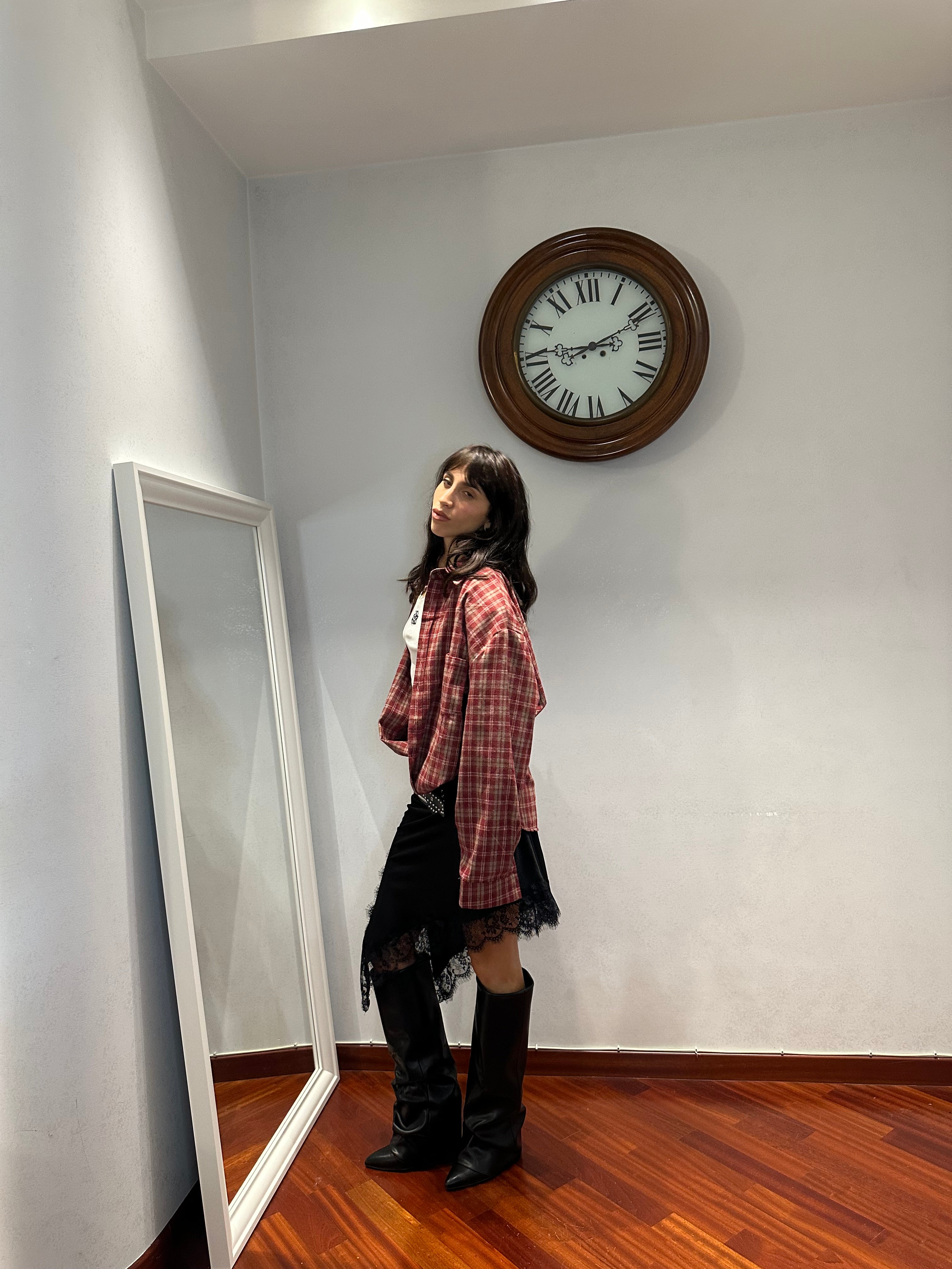 Camicia Tartan Spalline Rossa