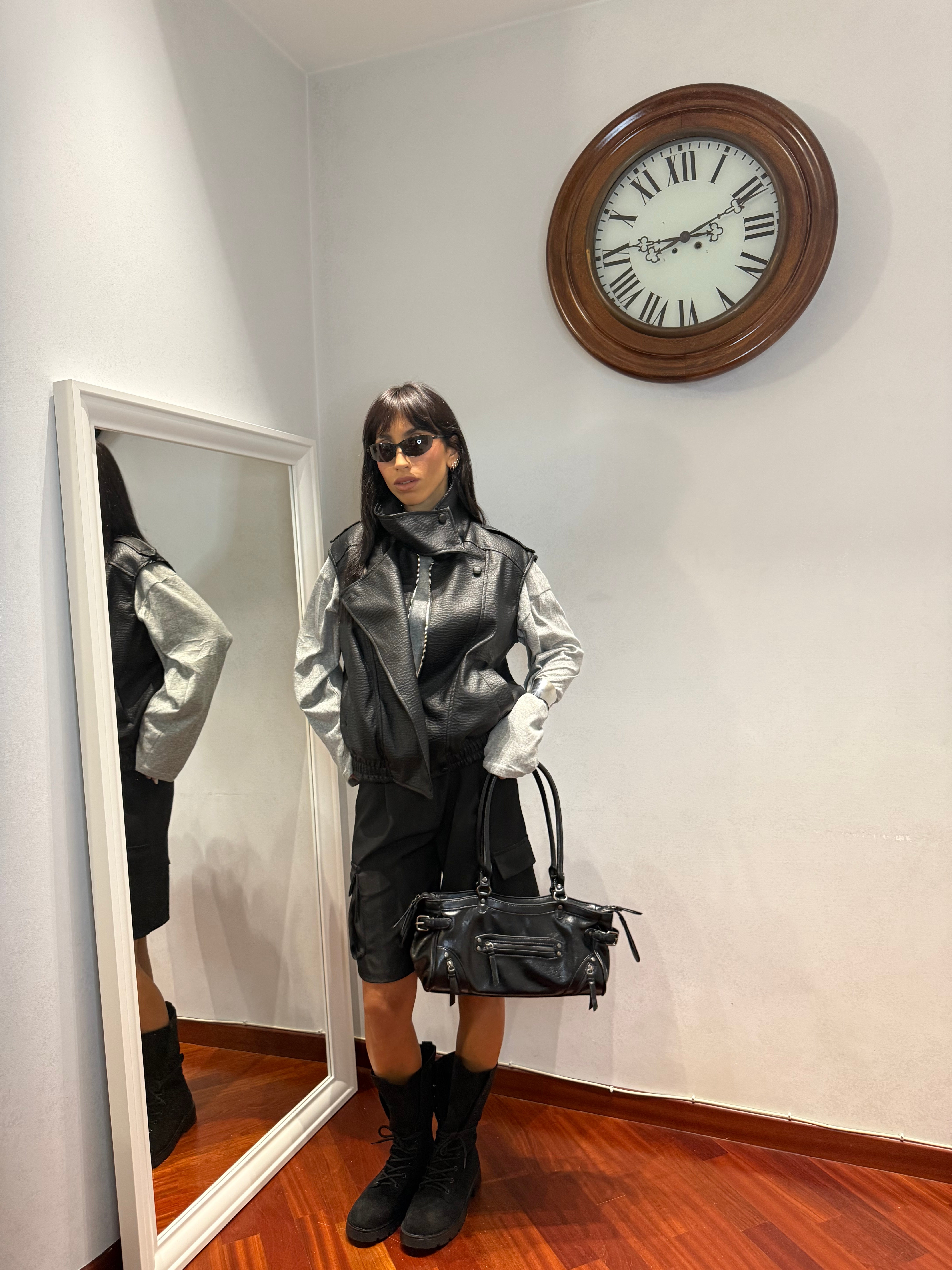 Chiodo Gilet Pelle