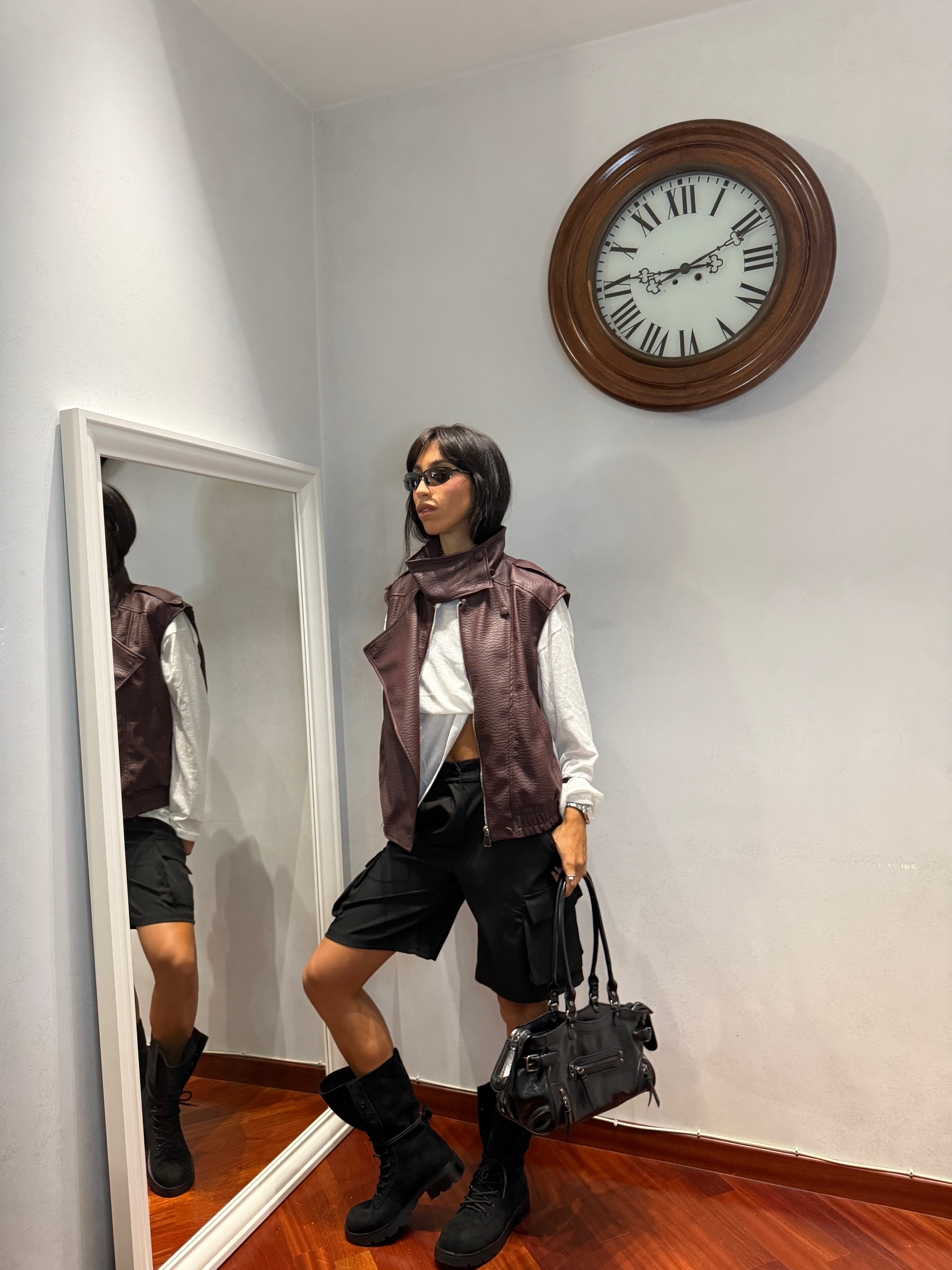 Chiodo Gilet Pelle