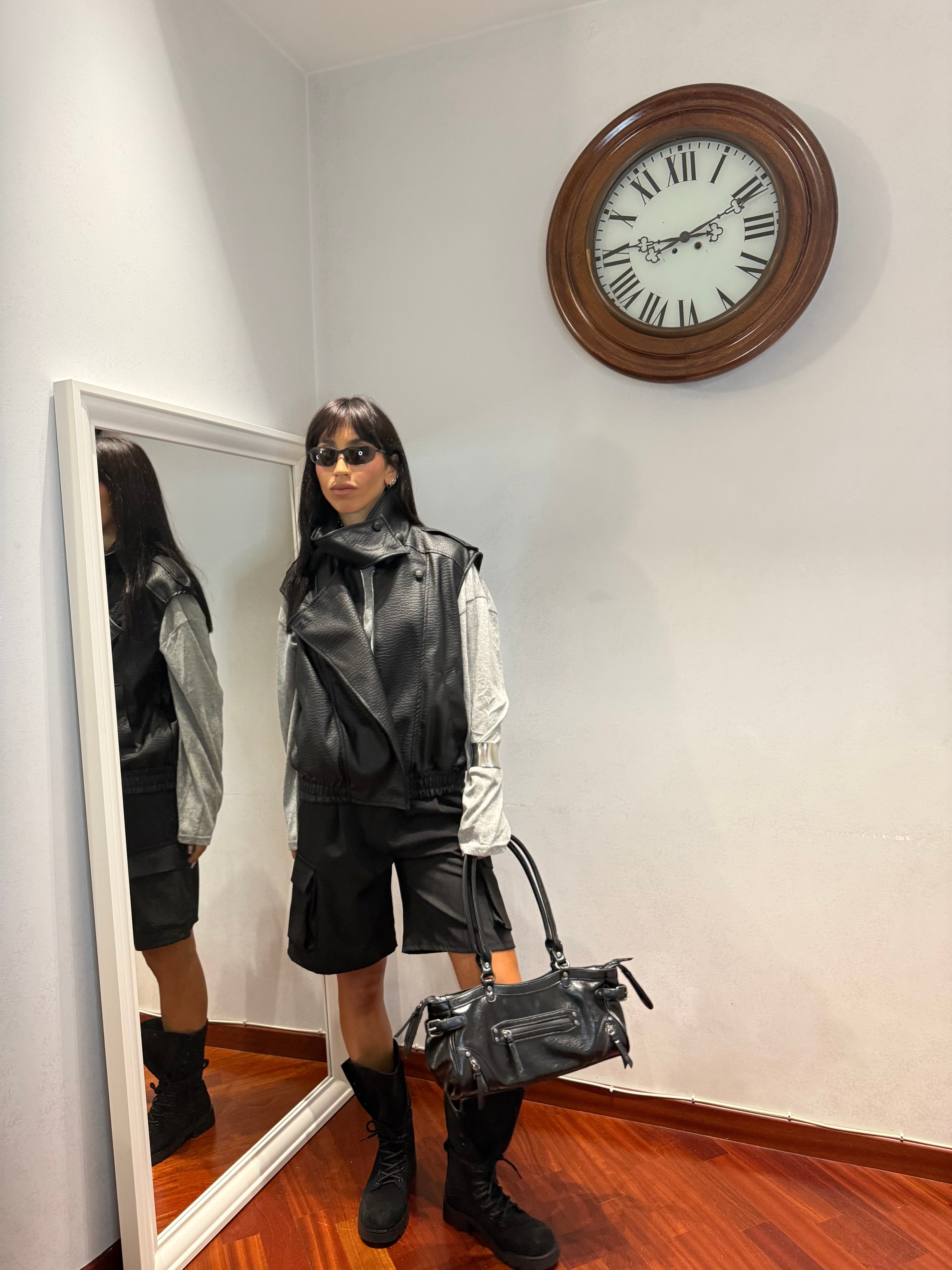 Chiodo Gilet Pelle
