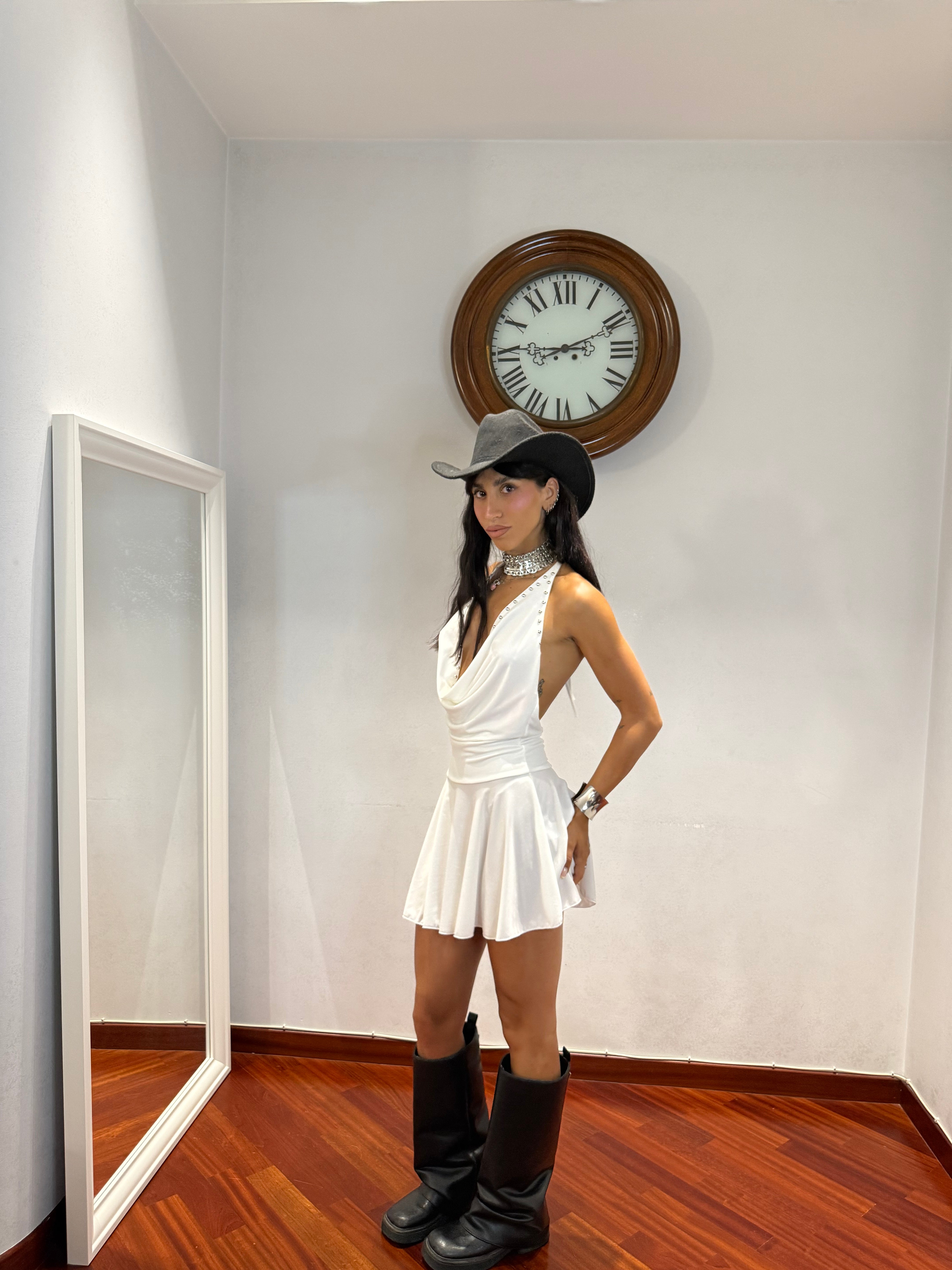 Dress Borchiette Bianco